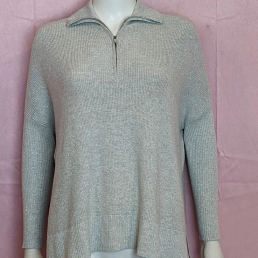 Tommy Bahama Shimmer Bonita 1/4 Zip Poncho in Pearl Gray Heather size XXS